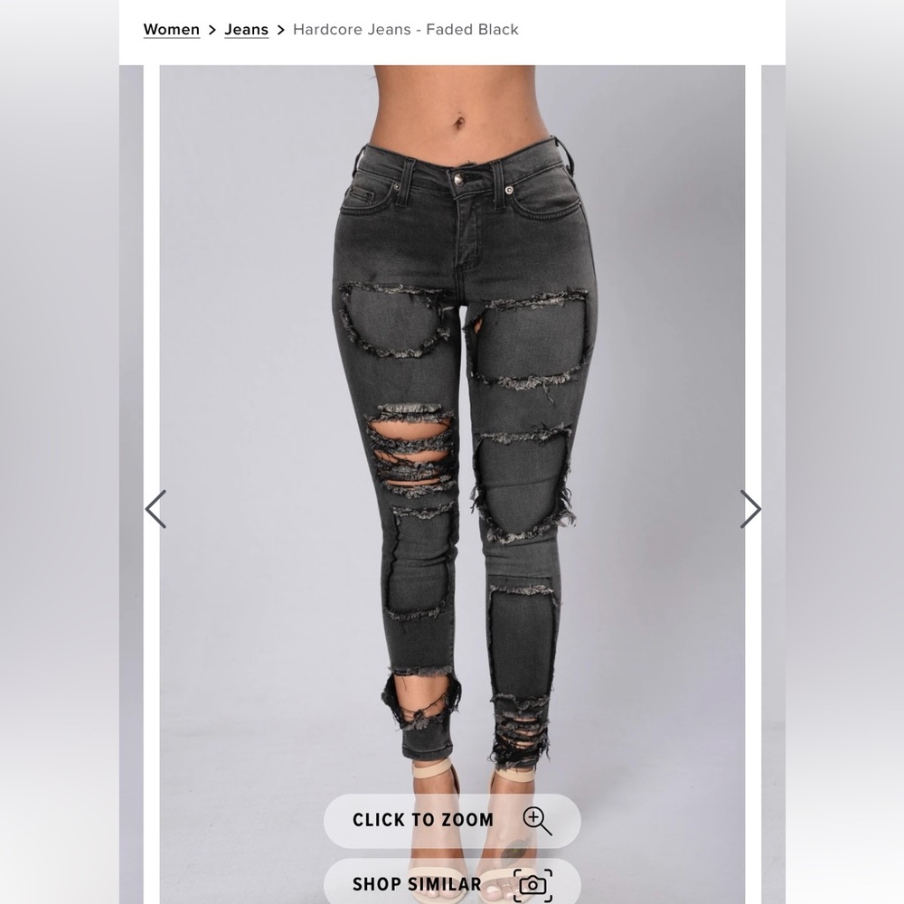 Fashion Nova Ripped Charcoal Skinny Jeans